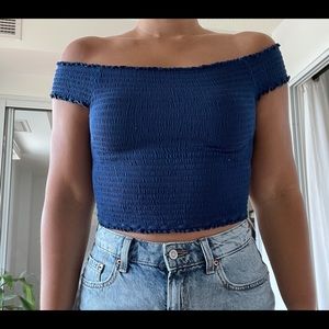 Ribbed off-the-shoulder Crop Top
